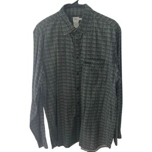 Vintage Calvin Klein Jeans Button Front Long Sleeve Shirt Mens L Black EUC